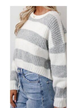 NWOT Hudson Gray Cropped Striped Sweater Size M
